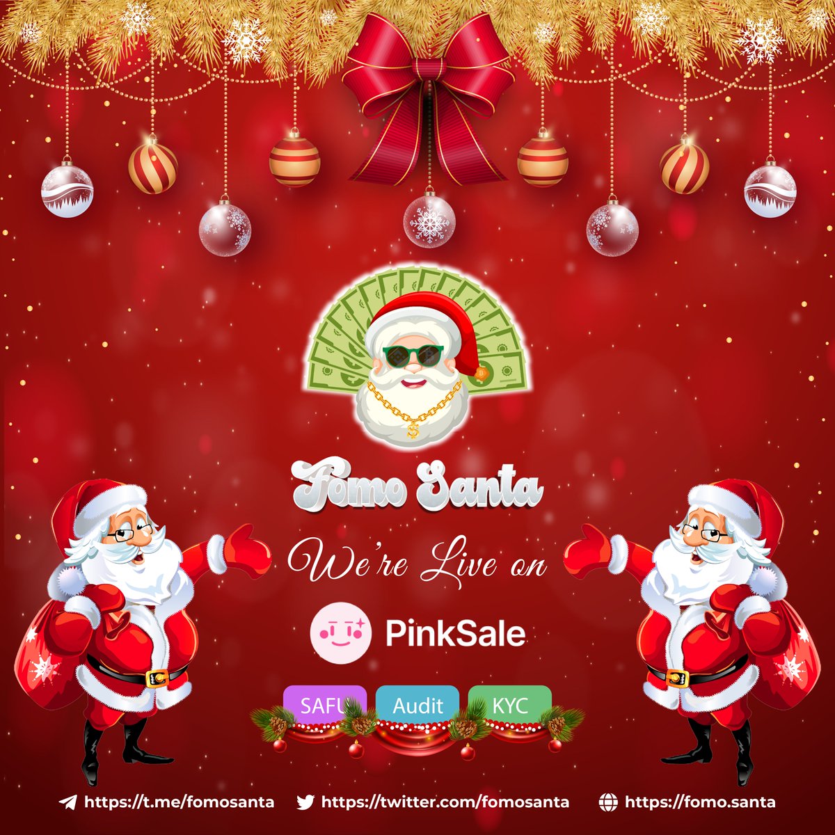 <a href="/FomoSanta/">FOMO Santa</a>  presale is live &amp; trending no#1 on <a href="/pinkecosystem/">PinkSale (Pink Ecosystem)</a> 🎅🚀

PreSale: pinksale.finance/launchpad/0xFB…

live #Dapp ✅

Fast track CMC/CG📍

#BNB  rewards during presale🎄

0% tax on buy/sell🎅

huge marketing 📢

Community: t.me/fomosanta

#FSanta #BNB #Christmas #Crypto