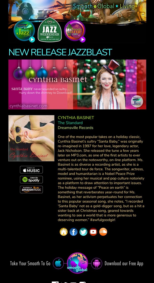 cynthiabasinet's tweet photo. #CYNTHIABASINET #TheStandard
One of the most popular takes on a #holiday #classic, #Cynthia Basinet’s #sultry “#SantaBaby,” was originally re-imagined in 1997 for her #love, #legendary #actor, #JackNicholson.
https://t.co/lMRl0dRsn6 https://t.co/Y9zPOq3Vb7