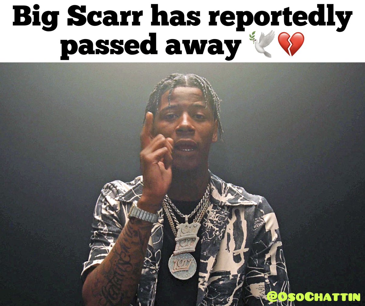 OsoChattin's tweet photo. BREAKING: #BigScarr found dead sources say he died from an overdose 💔🕊️

Stay tuned for more updates

RIP BIG SCARR 🙏🏽‼️

#Hiphop #Rap #Music #Scarr #RIP #RestUp #Culture #OsoChattin #Memphis #Tennessee #News #FlyHigh #LLBS #Trending https://t.co/erDwDA1ygP