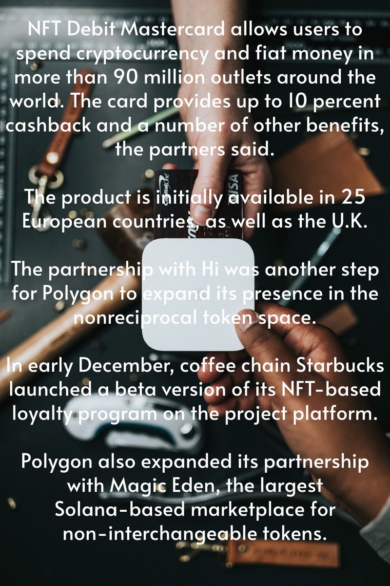 GeneParto's tweet photo. Polygon and Hi ⚙️created the Mastercard NFT debit card💳
#Polygon #Mastercard #NFTs #debitcard https://t.co/oueStdLRmg