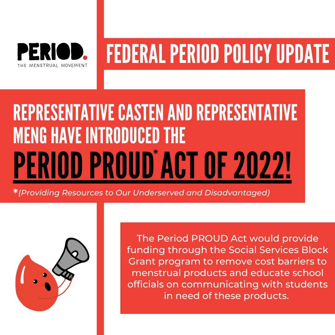 PERIOD. (@periodmovement) on Twitter photo Federal Period Policy Update! Thank you <a href="/Grace4NY/">Grace Meng</a> and <a href="/RepCasten/">Rep. Sean Casten</a> for introducing this bill to conclude a HUGE year of menstrual equity wins. 2023, we’re ready. 🩸📣 Federal Period Policy Update! Thank you <a href="/Grace4NY/">Grace Meng</a> and <a href="/RepCasten/">Rep. Sean Casten</a> for introducing this bill to conclude a HUGE year of menstrual equity wins. 2023, we’re ready. 🩸📣