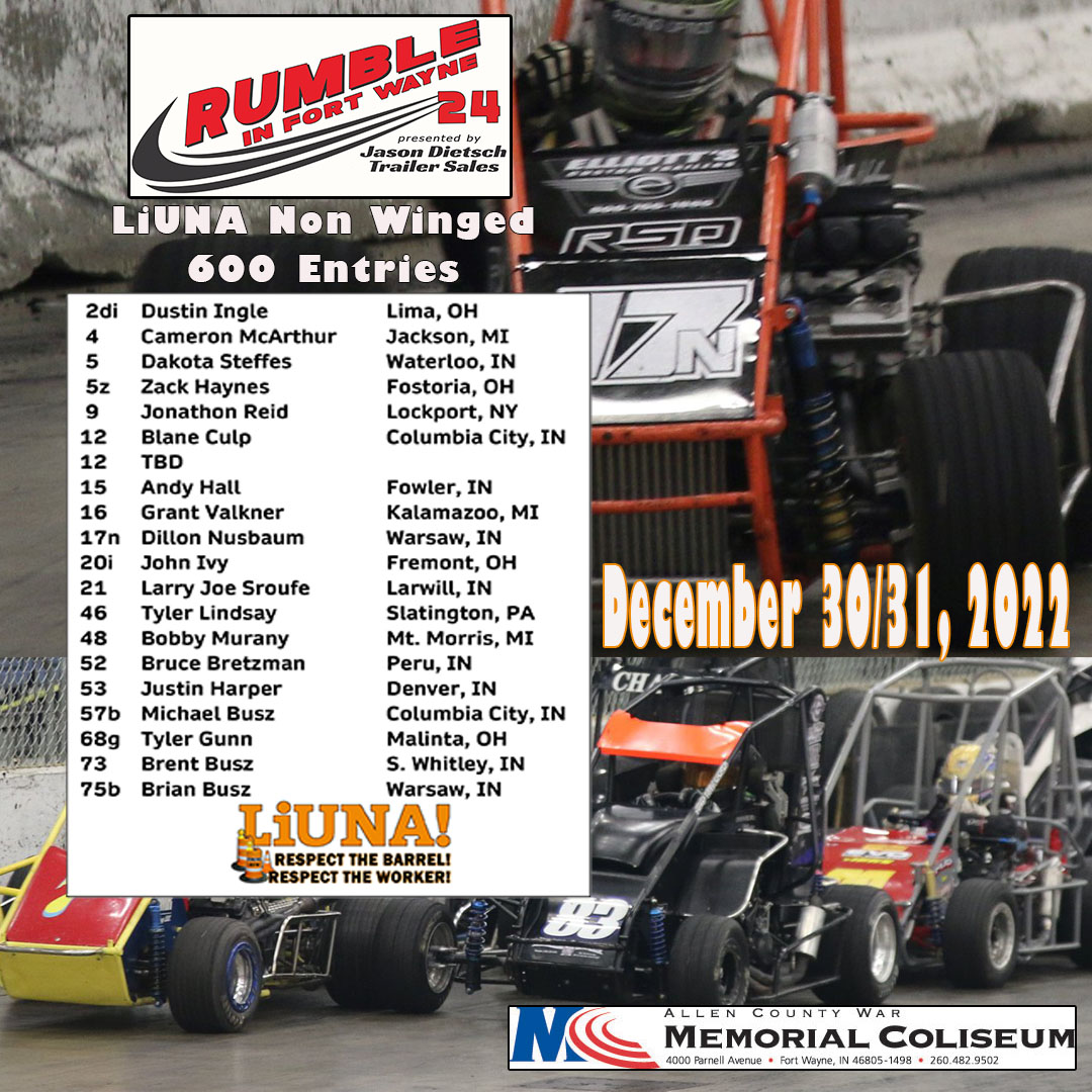Pre-entries to date for #rumble24 LiUNA non-winged 600's, set to compete Dec. 30/31 as <a href="/acwmc/">@acwmc</a>    #racing   #motorsports