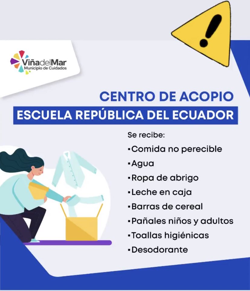 Felipe_Munoz_M's tweet image. Centro de acopio Escuela Republica de Ecuador en #viñadelmar @MacaRipa #incendio #forestal #aguasanta #fuerzabomberos #bomberos @sitiodelsuceso @bomberosvina @bombabelloto