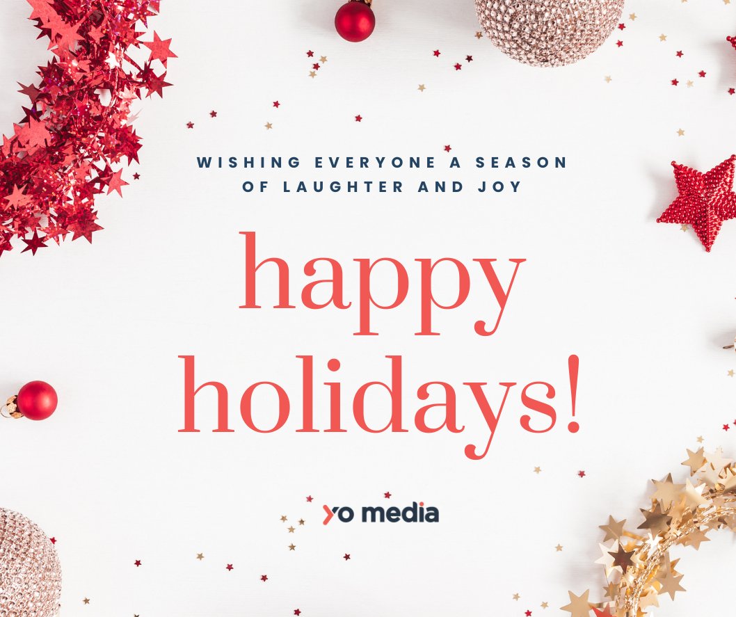 YoMediaCo's tweet photo. ✨A big thanks to everyone who has been a part of Yo Media’s journey in 2022!✨

🌟We will be closed from December 23rd, 2022  - back in the office on January 9th, 2023-  ready to do some amazing work!🌟

🎉🎄 🎁 Happy holidays from the Yo Media team !🎁🎄🎉 https://t.co/nZmW4lxqKw