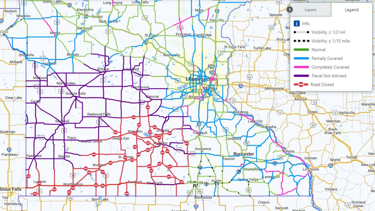 🛑 STAY HOME. DO NOT TRAVEL. Most state highways in southcentral &amp; southwest MN are now CLOSED. 

⚠️ Conditions could be life-threatening if you become stranded. 

➡️ 511mn.org for updates + road conditions.