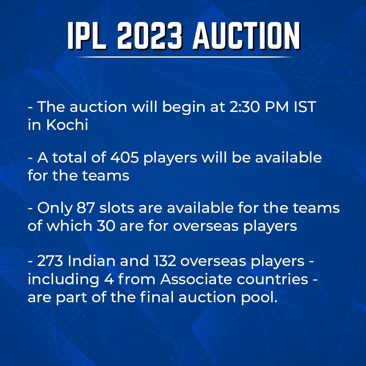 Shubhamak18's tweet photo. Finally today is the day for a mini auction of the world's biggest league IPL. 🥳🥳🥳
#IPL2023Auction #IPLAuction #ViratKohli𓃵 #INDvBAN #Cricket #BCCI #RohitSharma𓃵 #CSK #RCB https://t.co/grUiTbiu36