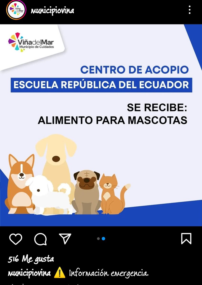 VetMercury's tweet photo. Más datos de lugares donde están recibiendo mascotas afectadas por el incendio y lugares de acopio de alimentos (tanto para los damnificados como alimentos de mascotas) 

#AlertaRoja
Felipe Camiroaga
#IncendiosForestales Tranque Sur
Quilpué
Puerto Ventanas
Quinta Vergara
Viña https://t.co/MnzbsjEZAU