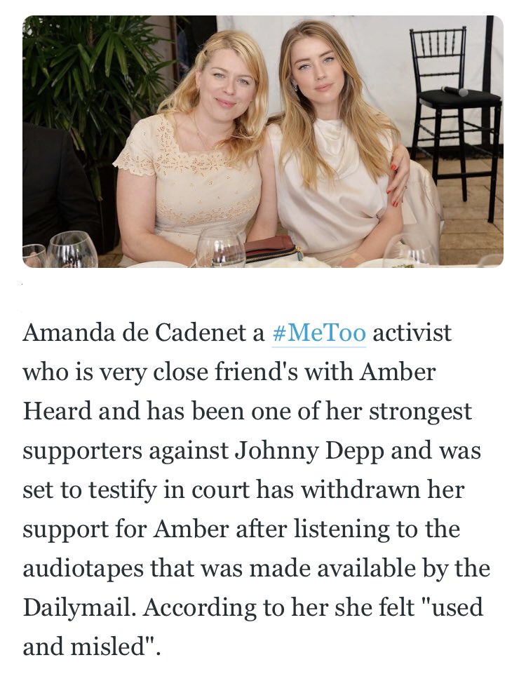 nebsynebau's tweet photo. Remember that time Amber Heard's close friend Amanda de Cadenet listened to the audio of Amber admitting to punching Johnny, confronted her about it and then withdrew her support? 👀👀👀👀 https://t.co/VMQDf9MIo0