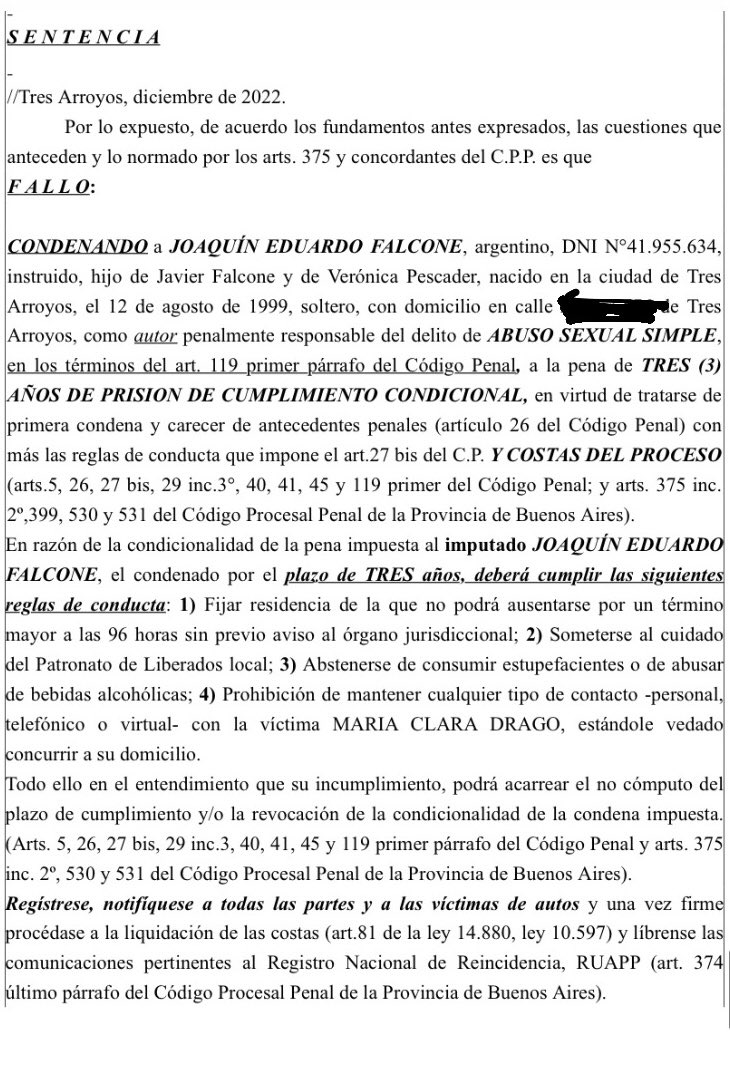 Me canse. esta persona no solo se encargó de arruinar mi salud mental por abusar de mi, sino que también ahora anda mintiendo sobre el resultado del juicio y prentende seguir como si nada. quiero que se termine esto, acá esta la verdad. Joaquín Falcone.