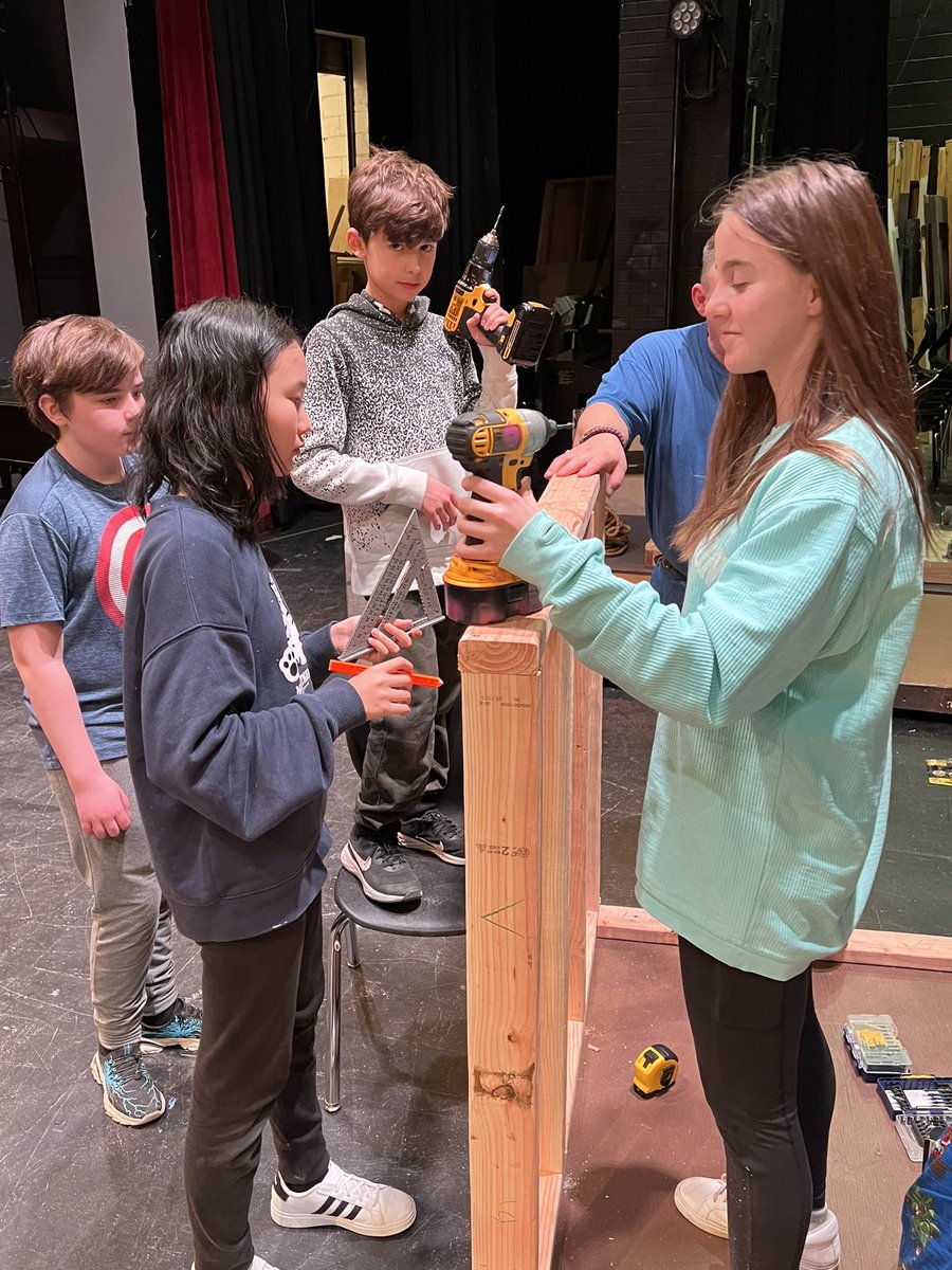 High school mentors (<a href="/NMasquers/">North Shore HS Masquers</a>) teaching the MS Masquers crew all about set construction. Teamwork makes the dream work. #gonnaneedmoretools <a href="/RyanWOHara/">Ryan O'Hara</a> <a href="/NSArtsAngels/">NSArtsAngels</a> <a href="/NSArts1/">North Shore Fine & Performing Arts</a> <a href="/NSMSVikingVoice/">NSMSVikingVoice</a> <a href="/NSMSVikingsAP/">NMSBlazersAP</a> <a href="/dcchill22/">Damien Chillemi</a> <a href="/drzublionis/">Chris Zublionis, Ed. D.</a> <a href="/CarolASmyth/">Carol Ann Smyth</a> <a href="/nshoredance/">North Shore Dance</a> <a href="/BrianMessemer/">Brian Messemer</a>