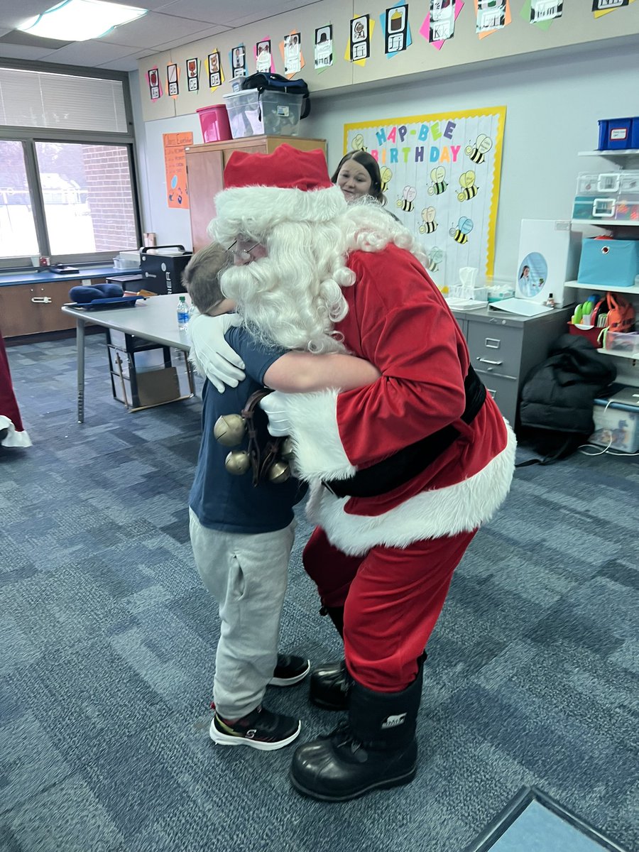 Santa visited MRE today.  His hugs were the best. Have a wonderful holiday break