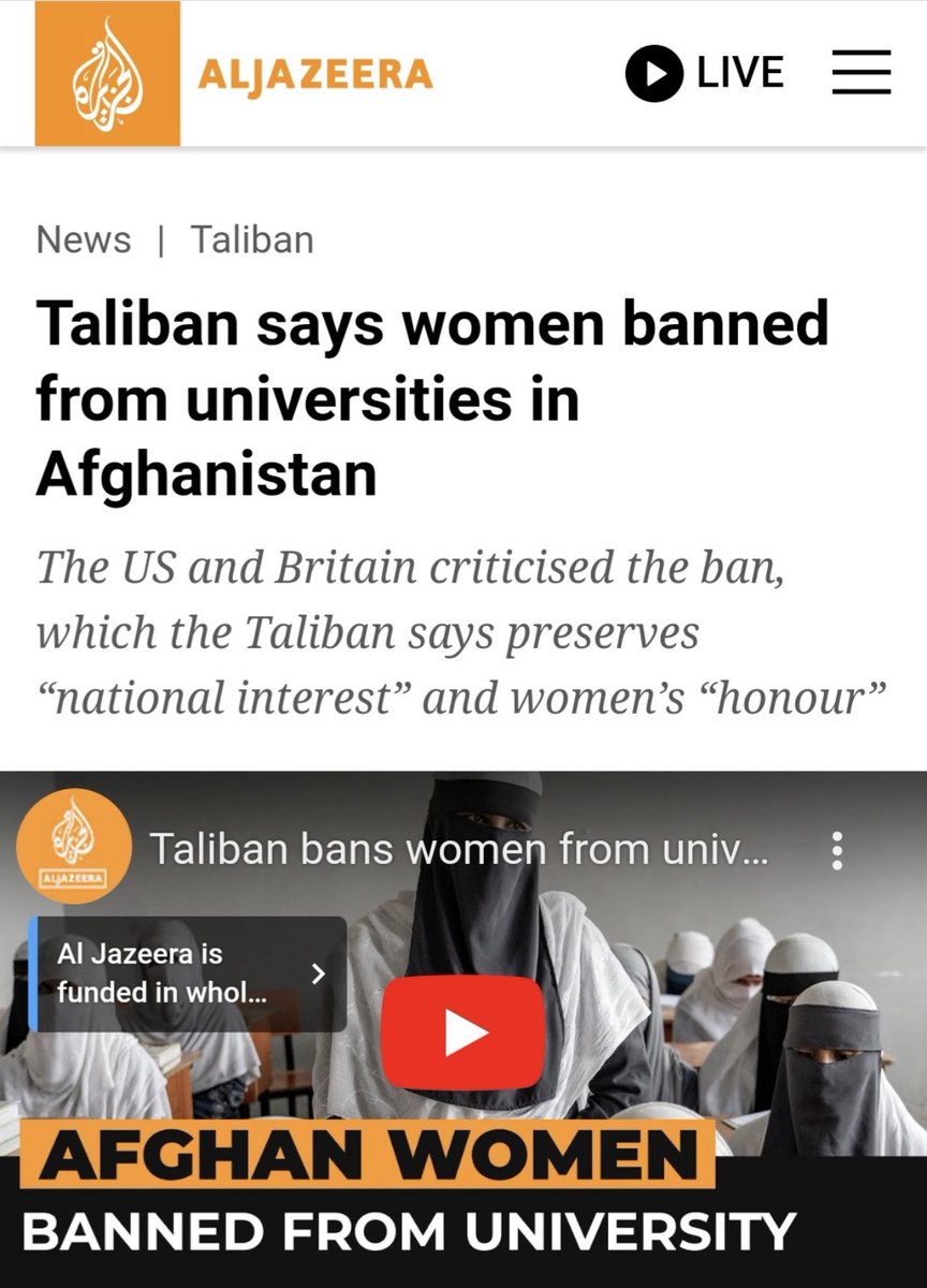To Ban Women from Universities in “ National Interest “ ? Can there be anything more atrocious and horrible than this? Women Education is Cradle for any Human Civilization and Now you have this👇