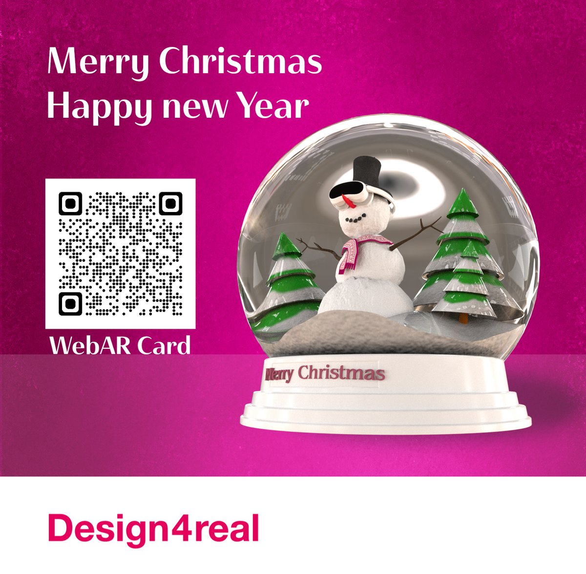 Design4real's tweet photo. Just scan the QR Code with your mobile and allow camera access and watch the snowman rock.

The Design4real team and wish you happy holidays!
#webar #design4real https://t.co/SnXIAdbkiy