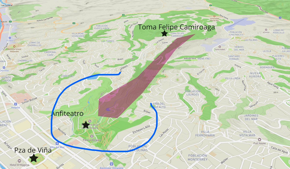 baradit's tweet photo. No todos saben que la Quinta Vergara no es solo un escenario al aire libre, es el parque urbano más grande de Viña.

La preocupación no es por el escenario o el show, si se incendia es peligroso para grandes barrios y edificios e incluso para el centro de la ciudad. https://t.co/VxlFOeCKjL