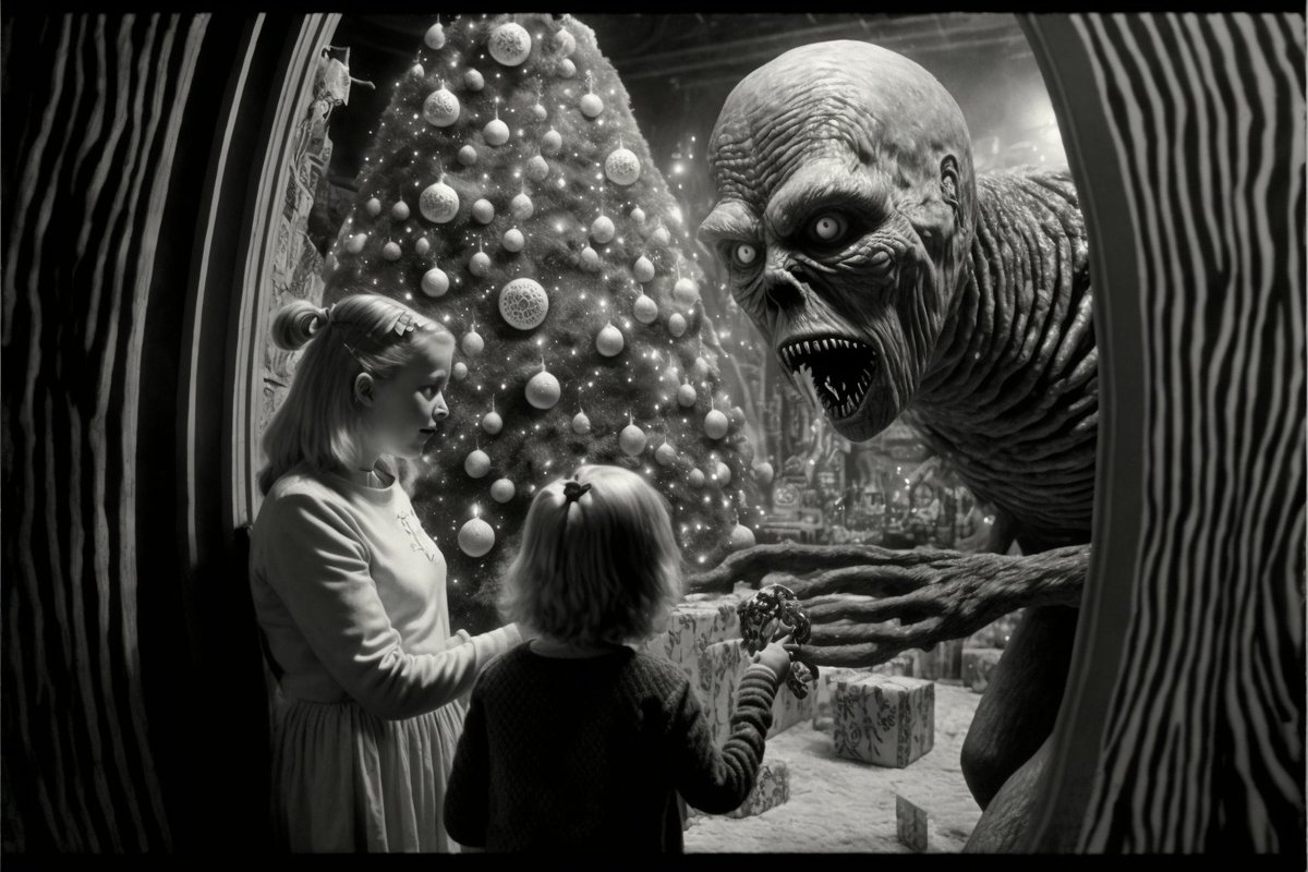 He knows when you are sleeping. He knows when you're awake.
He knows that you've been bad. He knows. Better. Watch. Out.

#CNFT #CNFTProject #CNFTCommunity #NFT #AI #AIart #midjourneyV4 #xmashorror 💀