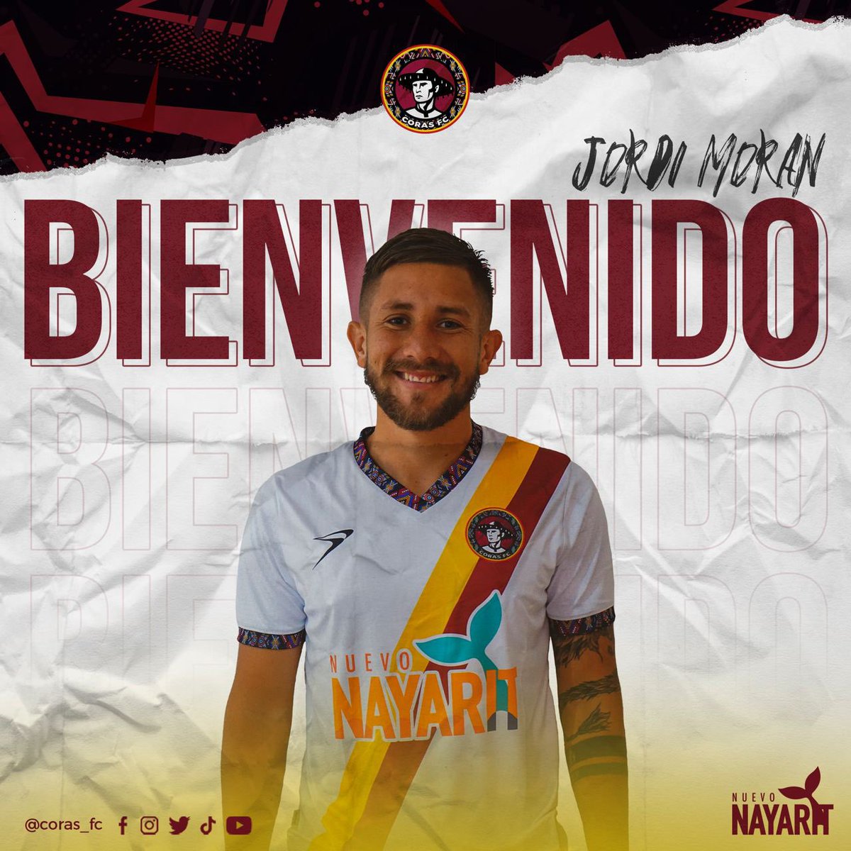 Coras_FC's tweet photo. ⬆️ ¡De regreso a casa! 🕷️👊

🤝 El nacido en Santiago Ixcuintla, Jordi Morán es nuevo jugador de la tribu. 

Jordi vistió nuestros colores en el torneo Apertura 2021 y ahora regresa a casa como refuerzo para el venidero campeonato. 🥰

#HagamosÉpoca https://t.co/NdDoeosltP