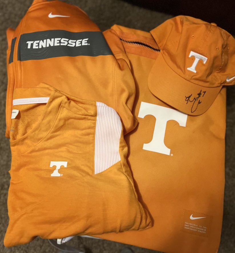 QueenRallyYo3's tweet photo. That Christmas when a Tennessee Volunteers player sends your son autographed memorabilia. Thank you, @melloball_ !!! You, sir, are one of a kind. #GBO #Vol4Life🔥 https://t.co/DcDAQbol7a