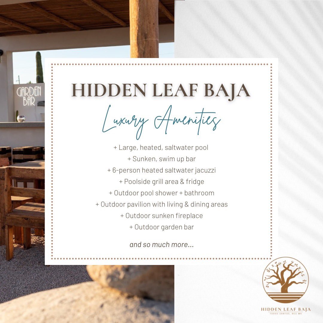 Hola! 𝗕𝗼𝗼𝗸 𝗡𝗼𝘄 𝗳𝗼𝗿 𝗦𝗽𝗿𝗶𝗻𝗴. Warm temps will call for tons of pool time, visits to the playa, and refreshing drinks along the way.⁠
⁠
♾️ Follow link to reserve your stay ♾️ hiddenleafbaja.com