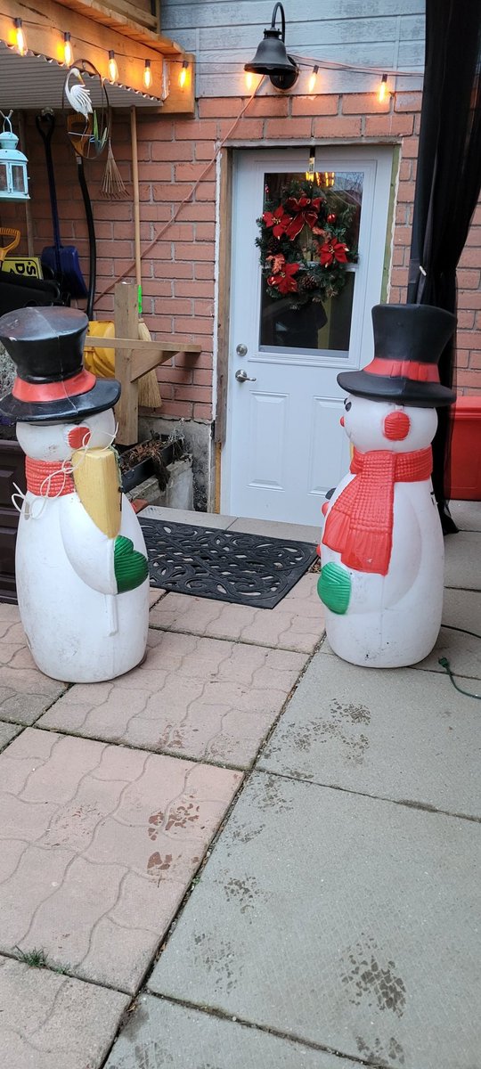 grizzlytech's tweet photo. #taleoftwoplasticsnowmen can't we just go inside this year? https://t.co/tRBOBOD2yd