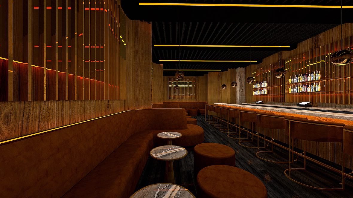 slickdesignusa's tweet photo. Our new speakeasy lounge is underway at a new hotel location in Detroit. These modern vibes include the the warm tones and our signature pop of orange. The colors, finishes and details are the essence our design philosophy. @RoccoLaudizio #interiordesign #architecture #designers https://t.co/FjXDb6Ch35