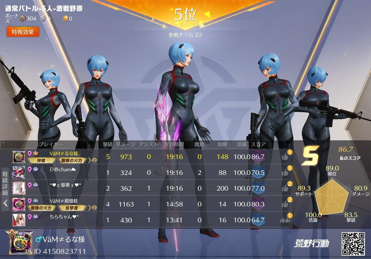 贈り物ありがとう🎁
５位やけどハーレム荒野🥰///
フレの女の子同士が仲良く
なってくれるの嬉しい👏✨