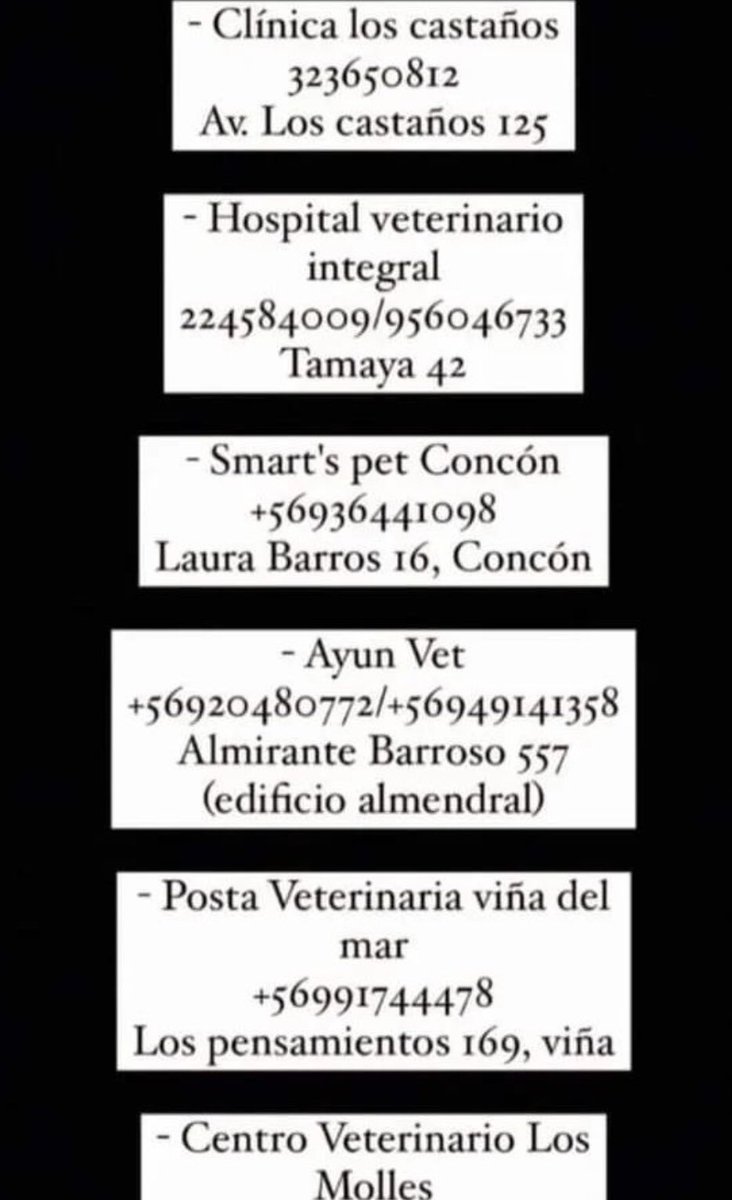 Clínica que ofrencen ayuda q los animalitos de incendio #VinadelMar difundir 🚨🚨🚨🙏🏼🙏🏼