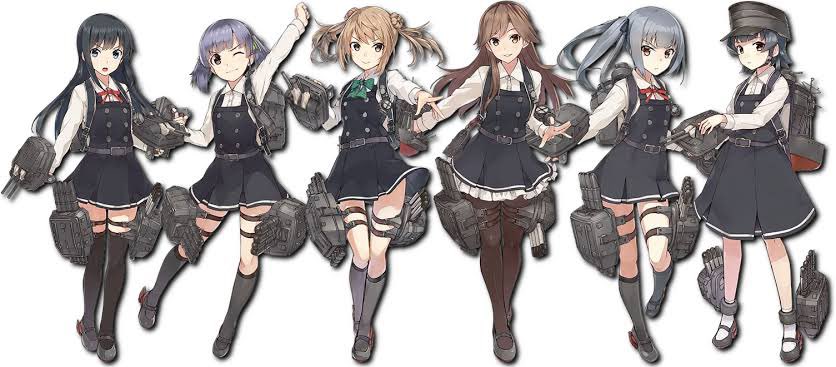 霰(艦隊これくしょん) ,荒潮(艦隊これくしょん) ,朝潮(艦隊これくしょん) ,null ,霞(艦隊これくしょん) ,霞改二 ,満潮(艦隊これくしょん) ,大潮(艦隊これくしょん) 「 あーごめん俺が言いたかったの暁方じゃなくて、朝潮型だわどっちにせよ中学生感がた」|インフィニティ🔞skeb募集中のイラスト