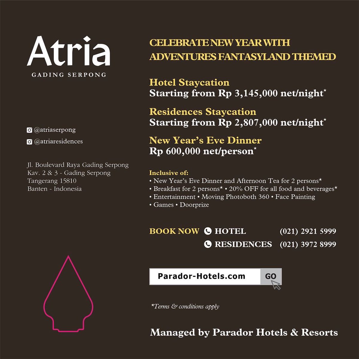 Celebrate New Year's with Adventures Fantasyland Themed at Atria Hotel and Residences Gading Serpong