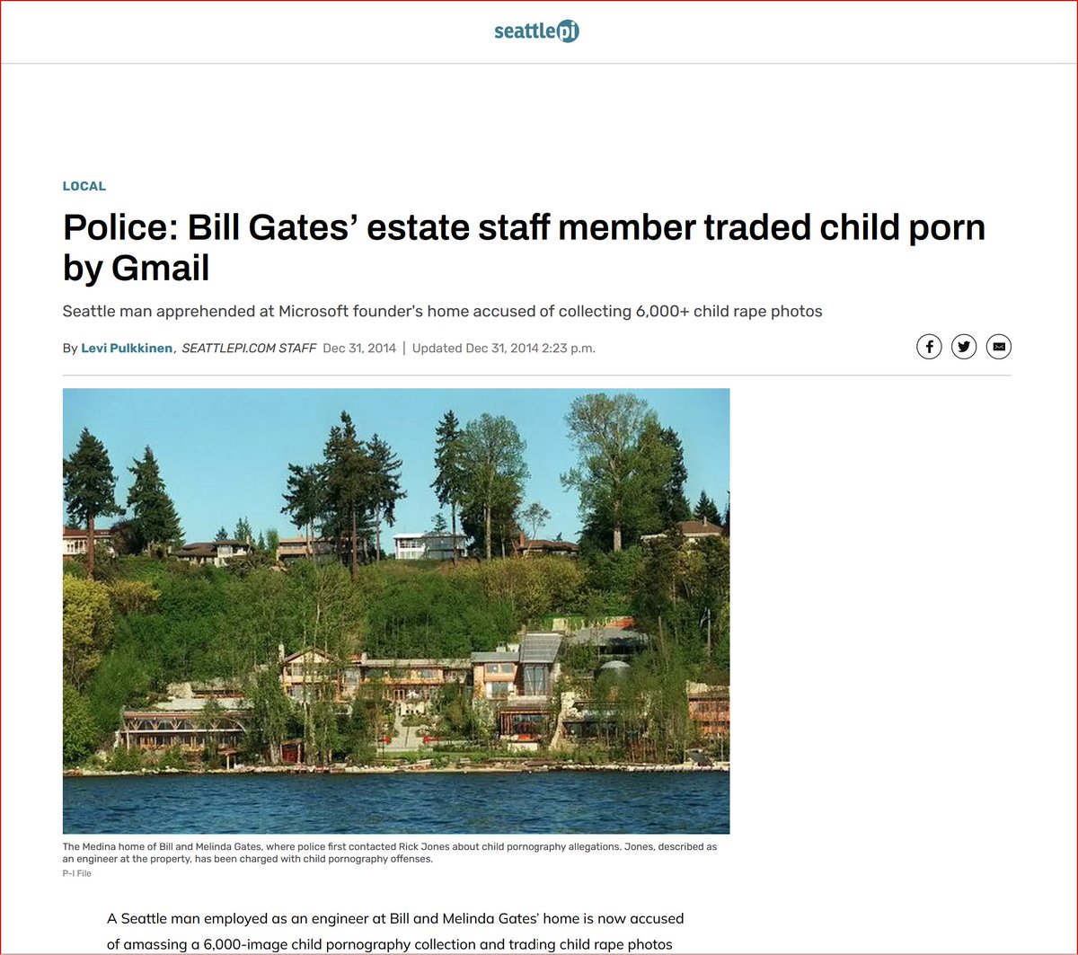 This is what they expect you to call a conspiracy. Bill Gates has been to Epstein island 30 something times. In 2014 an employee that worked at his house got busted with 6k pedo images. The king of tech didn't know this was happening? Ya Right.