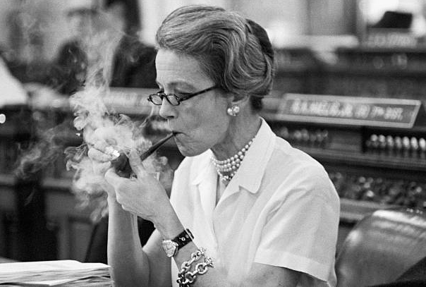 wildstein's tweet photo. How many likes can Congresswoman Millicent Fenwick and her pipe get, @PopulismUpdates? https://t.co/uNqNsP14sS