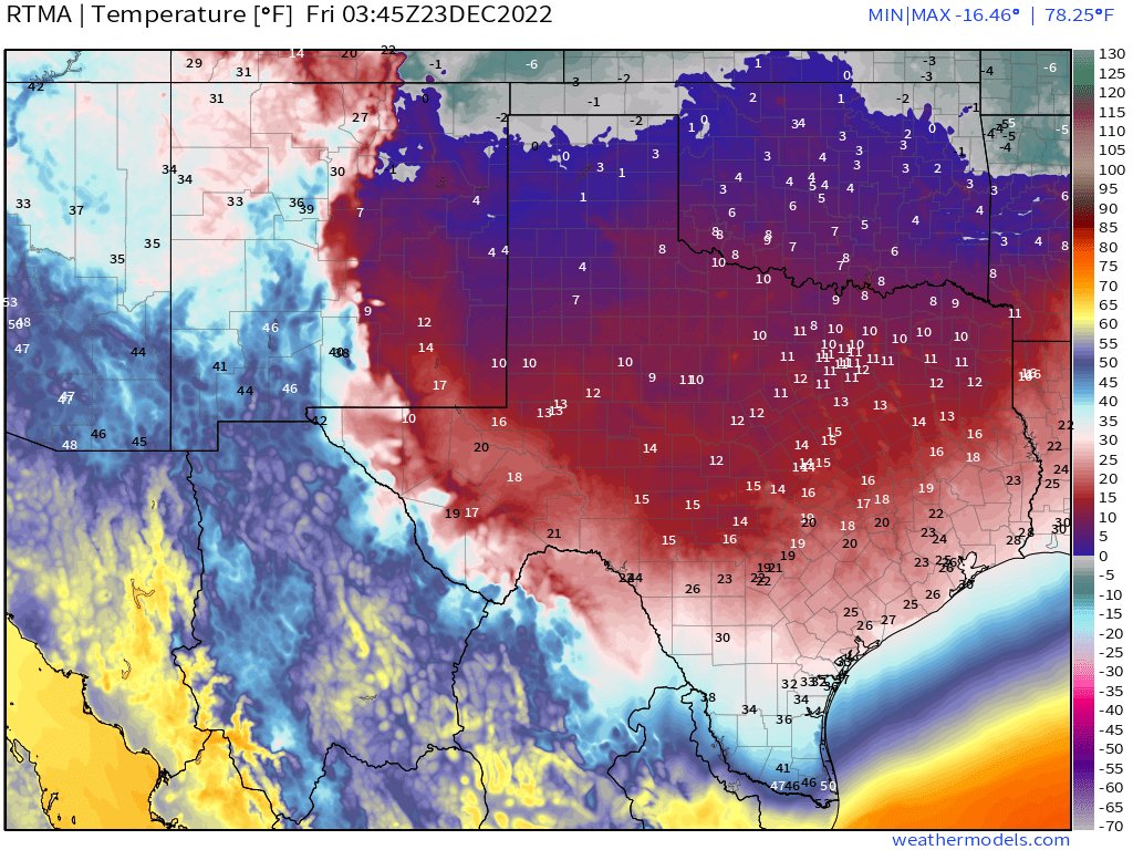 Ryan Maue on Twitter "Current average statewide temperature in Texas is now under 17°F, mostly