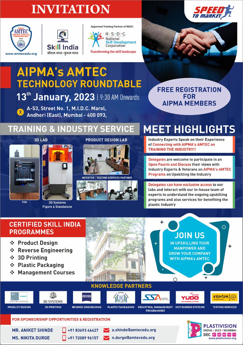 aipmas_amtec's tweet photo. #plasticsindustry #additivemanufacturing #consumergoodsindustry #householdproducts
#nxcad #3dprinting #reverseengineering #hotrunner
AIPMA's AMTEC'is taking an initiative of organizing a Technology Roundtable.
#free #registration : https://t.co/LAJ6GVCWdo https://t.co/tcNM8uBVjx