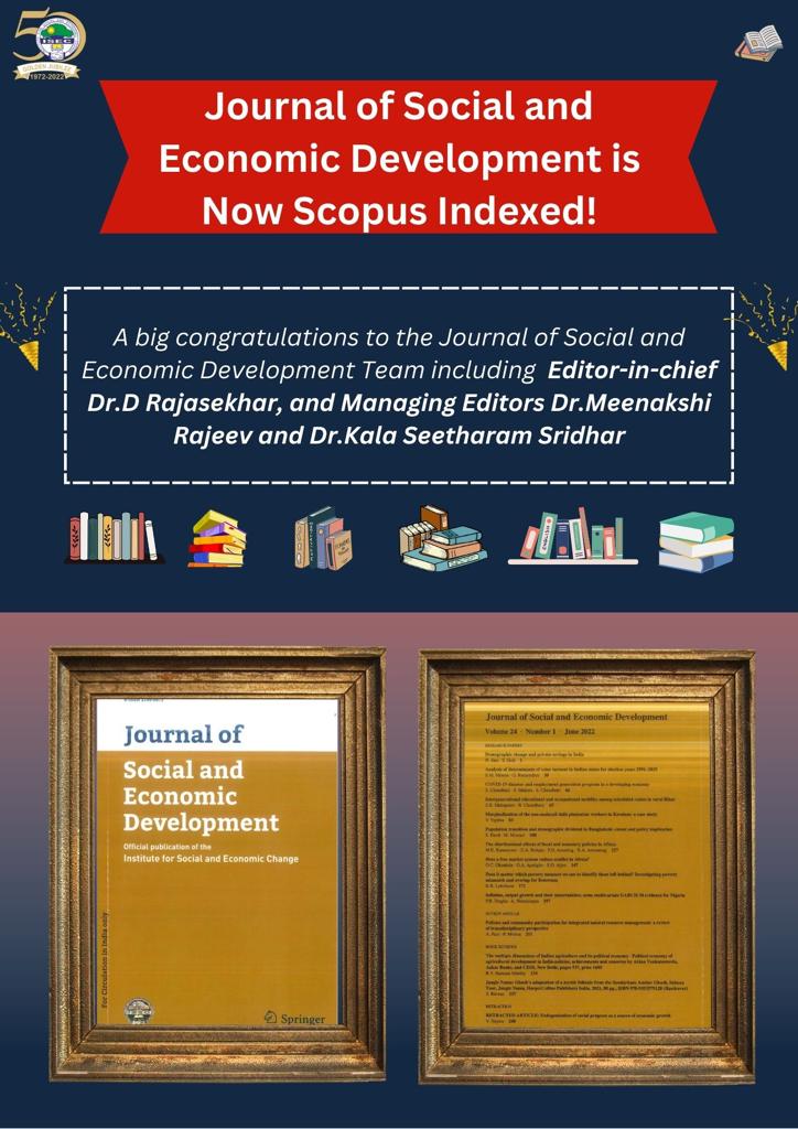 ISECBengaluru's tweet photo. #ISEC Congratulates the entire editorial team of the Journal of Social and Economic Development (JSED), including the Editor-in-Chief, Prof. D Rajasekhar, Managing Editors Prof. Meenakshi Rajeev and Prof. Kala Seetharam Sridhar.
#JSED #ISEC #Scopus #Springer #SocialScience #ICSSR https://t.co/MWy3YCazuN