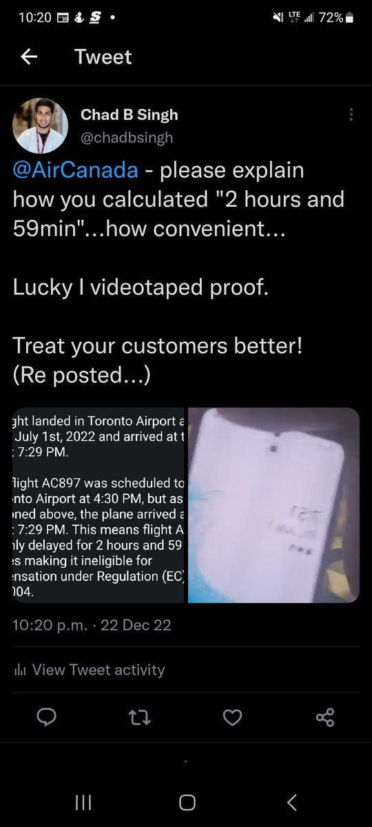 Chad B Singh (@chadbsingh) on Twitter photo Not sure how my tweet keeps getting deleted.... <a href="/AirCanada/">Air Canada</a> please respond?
Now my second tweet being deleted where im highlighting <a href="/AirCanada/">Air Canada</a> error.. see below
(Re-posted this 3rd time) Not sure how my tweet keeps getting deleted.... <a href="/AirCanada/">Air Canada</a> please respond?
Now my second tweet being deleted where im highlighting <a href="/AirCanada/">Air Canada</a> error.. see below
(Re-posted this 3rd time)