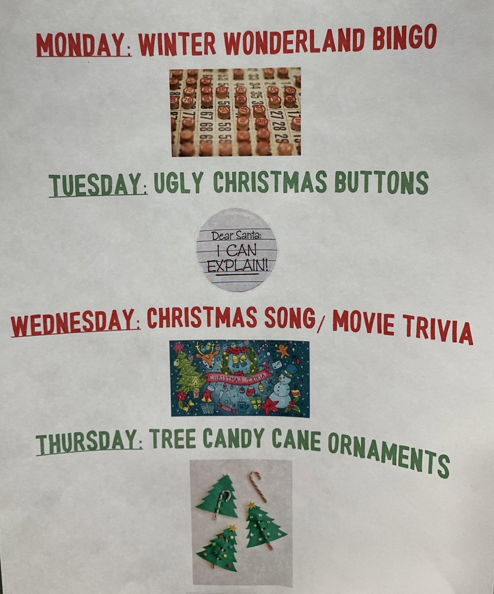 AmyHybarger's tweet photo. A fun week of holiday trivia, button making, bingo, and crafting. 😍 #skyranchlibrary #americanbuttonmachines #wcsdlibraries https://t.co/usuuYET6cO