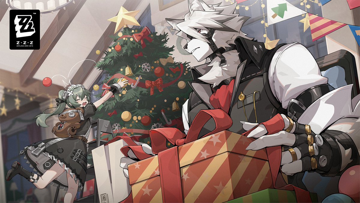 ZZZ_EN's tweet photo. "Ah! Don't you like red baubles, Mr. Tree? I—I'll put yellow ones on instead!"
"Corin, be careful not to mess up the presents for our guests."
Merry Christmas! May all your beautiful wishes come true to the sound of the ringing bells!

#zzzero https://t.co/1jTa2rgLaA