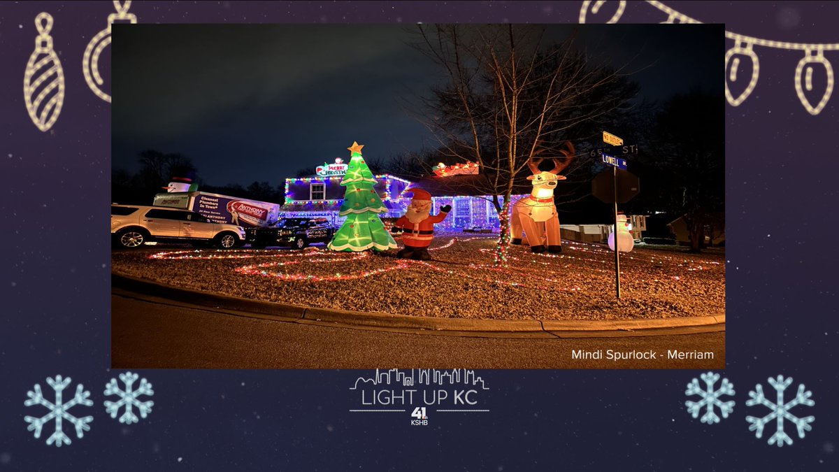 MikeNiccoWX's tweet photo. This beautiful Christmas display sent to us by Mindi Spurlock in Merriam. Appreciate you sharing, Mindi!  
We would love to see and share your hard work and festive displays. Go to the address in the 2nd graphic and send us a photo.
Thanks!
#lightupkc
@KSHB41 https://t.co/K8SWUuJDsN