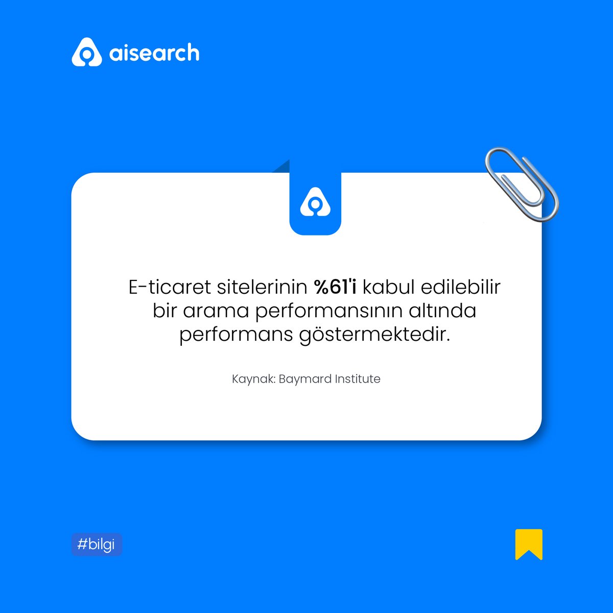 Bunu biliyor muydunuz?
.
.
.
.
E-ticaret sitelerinin %61'i kabul edilebilir bir arama performansının altında performans göstermektedir.🔍🚨

E-ticaret müşteri deneyiminizi önemli ölçüde artırmak ister misiniz?

Daha fazla ipuçları için <a href="/aisearchapp/">Aisearch</a> ’i takip etmeyi unutmayın! ✅