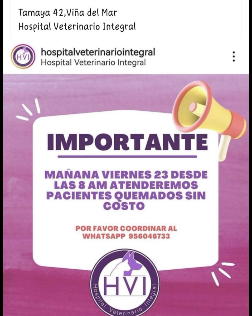 SaryOasis's tweet photo. Veterinaria que hoy atenderá animales heridos, sin costo. Favor difundir.

#vina 
#IncendioForestal
#Incendiovina https://t.co/l4J168ttYq