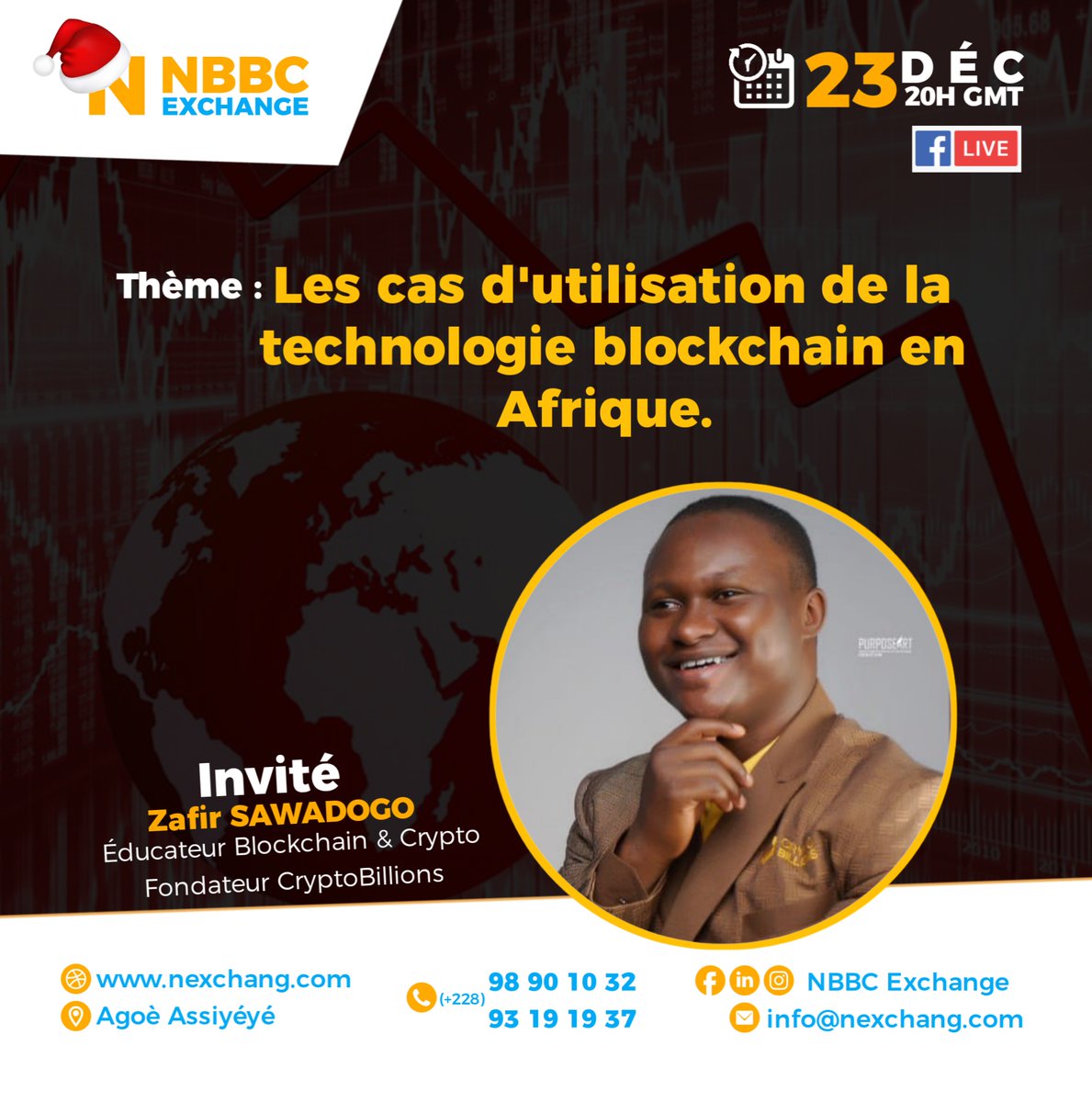 Eh bien nous faisons un tour au pays des hommes intègres pour parler de blockchain.
Zafir swadogo sera notre invité de ce vendredi à partir de 20h GMT.
Revoyez l'heure svp 20H GMT