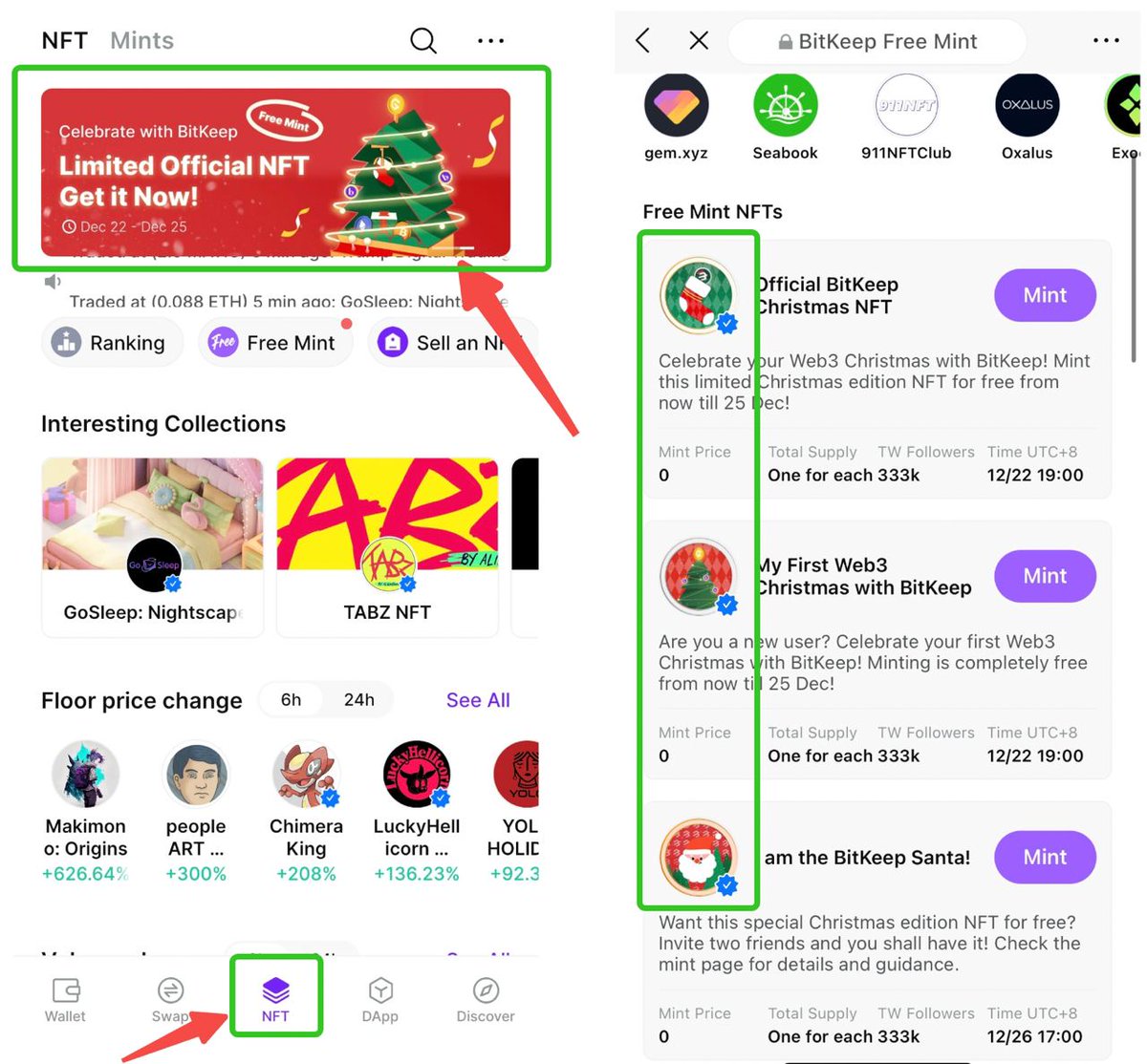KKIsuruMalshan's tweet photo. @TheBarmyArmy 🎄Celebrate a #Web3 Christmas with #BitKeep!

🎅Mint official #NFTs for free now in our Wallet App
🎄Invite two friends to get special Santa Claus NFT

👉Download the app at https://t.co/lxq0CgZ8Zi https://t.co/0ZojNAF9LG