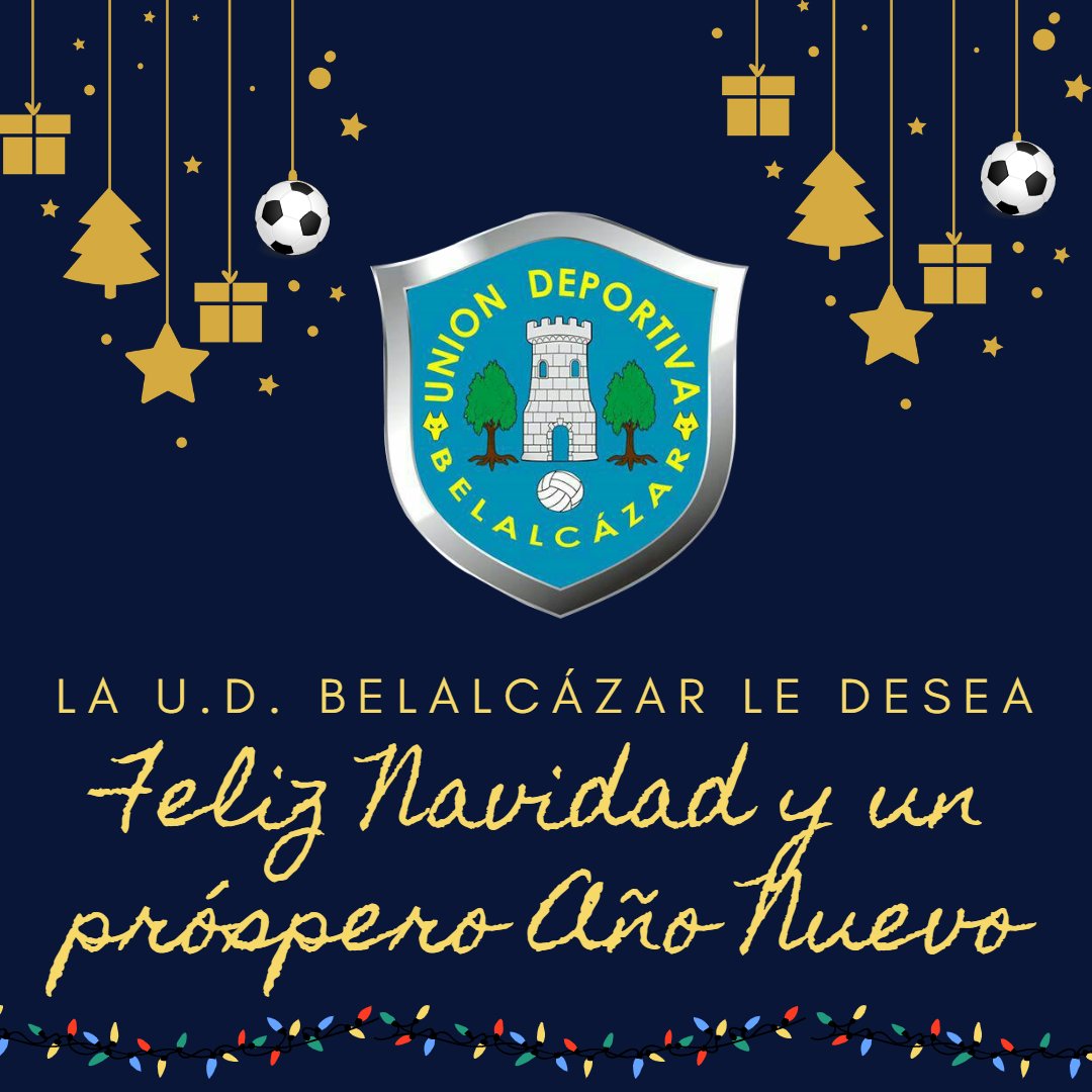 Desde la UD Belalcázar os deseamos unas Felices Fiestas y un feliz año 2023. Esperamos vuestro apoyo en el año venidero para que juntos podamos seguir disfruando del fútbol. #AúpaBelalcázar
