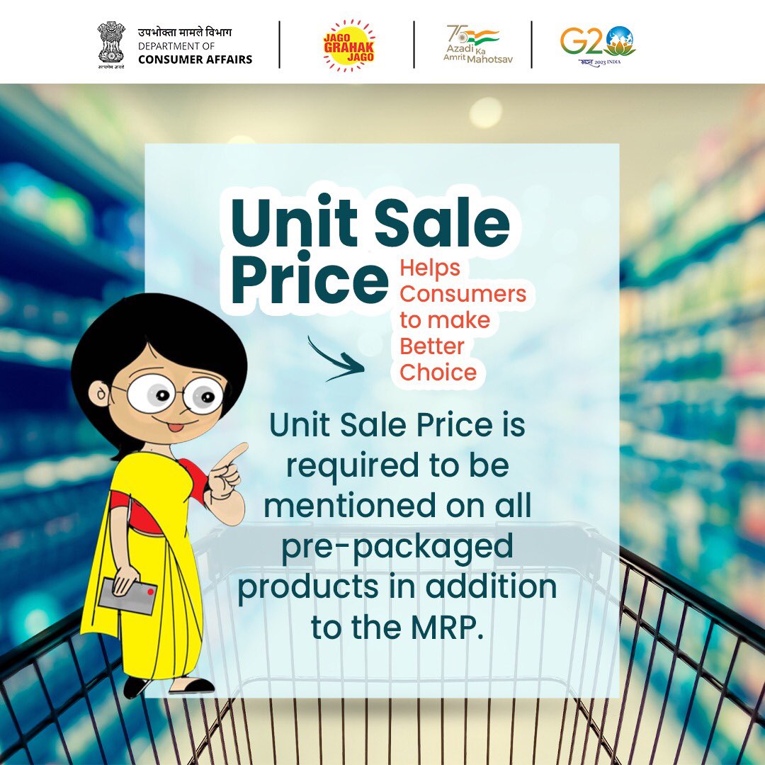 jagograhakjago's tweet image. The unit sale price of a packaged commodity refers to the price at which the commodity is sold on a per unit basis. The unit sale price can be helpful for comparing the prices of different products.

#UnitSalePrice #PackagedCommodity