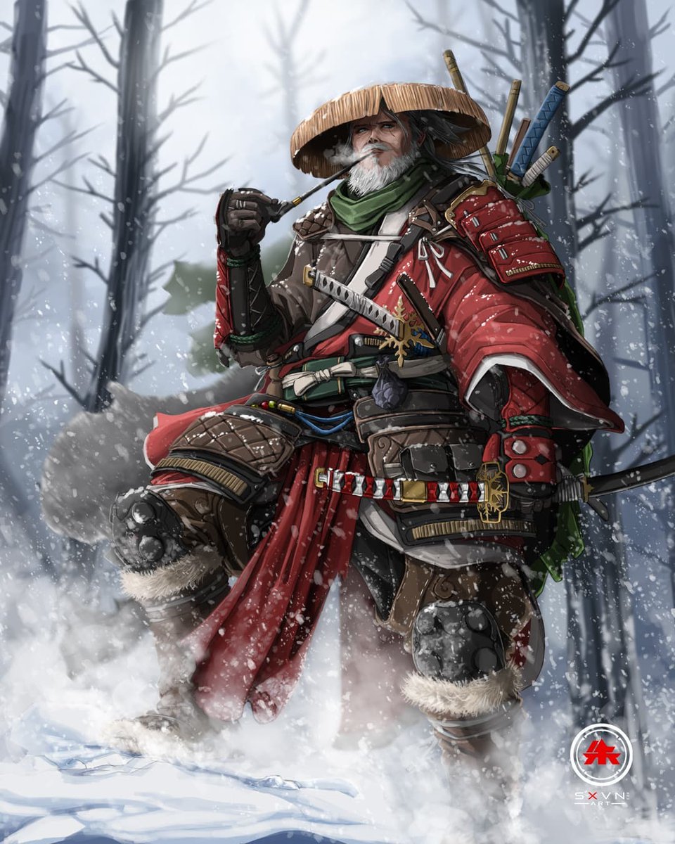 DavidBGil's tweet photo. Os deseo una feliz Navidad y que Ronin Santa os traiga muchos regalos (y algún libro) esta noche!! 🌸🎄

(La fantástica ilustración es de @sxevenart). https://t.co/dTk2MCrHfq