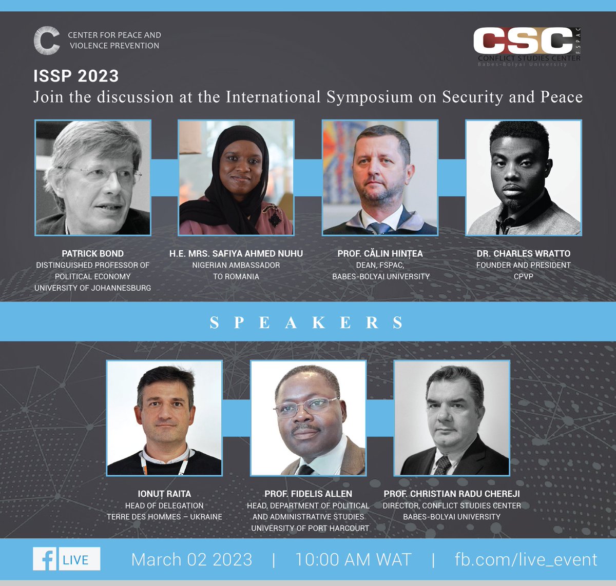 cpvp_org's tweet photo. The Center for Peace and Violence Prevention - CPVP (CPVP) and the Conflict Studies Center (CSC, Babes-Bolyai University, Romania) invite you to join us for the 2023 edition of the International Symposium on Security and Peace (ISSP). 

https://t.co/QjBnKqYEw1

#CPVP #issp2023 https://t.co/dH7Cc51vGX