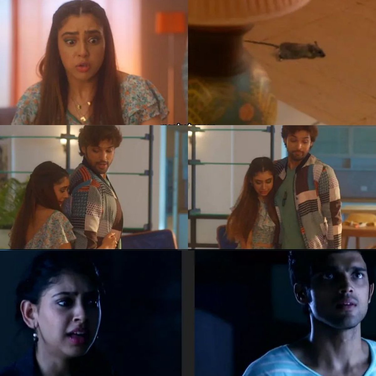 hassn_saba's tweet photo. And the rat saga continues😂Nandu scared of rats and jumping around while manik being her saviour
 They always get close due to rat that back hug. this scene was funny yet cute just the way like storeroom scene
Nothing has changed between them.
#KYYS4OnVoot  #KYY #kyyS3 #kyyS4 https://t.co/9yullgainO