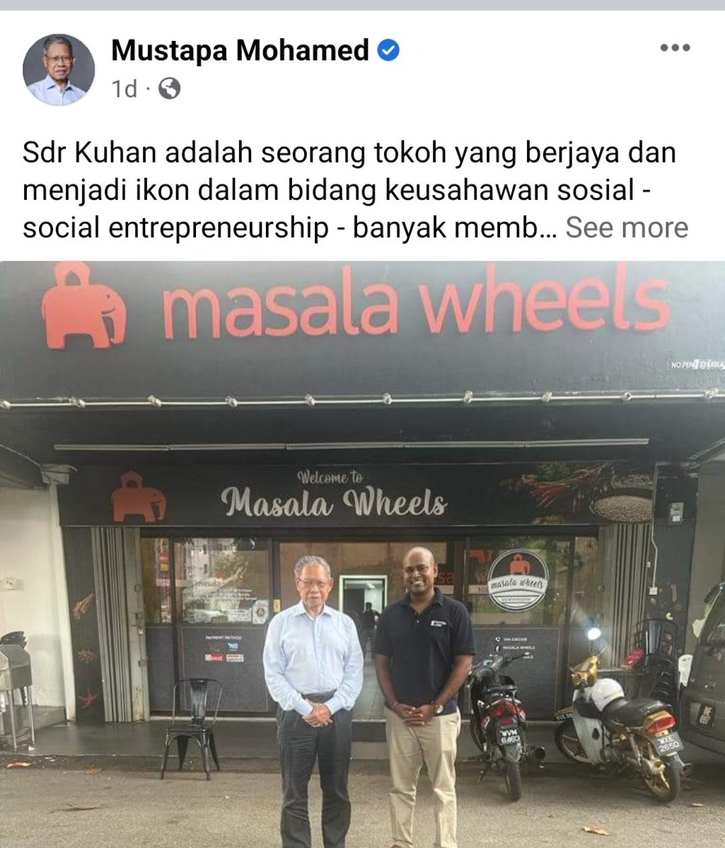 kuhanpathy's tweet photo. Perbincangan santai bersama mantan Menteri @EPUMalaysia yang berkunjung ke perusahaan sosial @MasalaWheelsSE. Sy berpeluang mewakili golongan belia dan keusahawanan sosial dalam Poverty Circle. Di mana keutamaan diberikan untuk sinergi pembasmian kemiskinan. @Mustapa_Mohamed https://t.co/Qf8nQSrezy