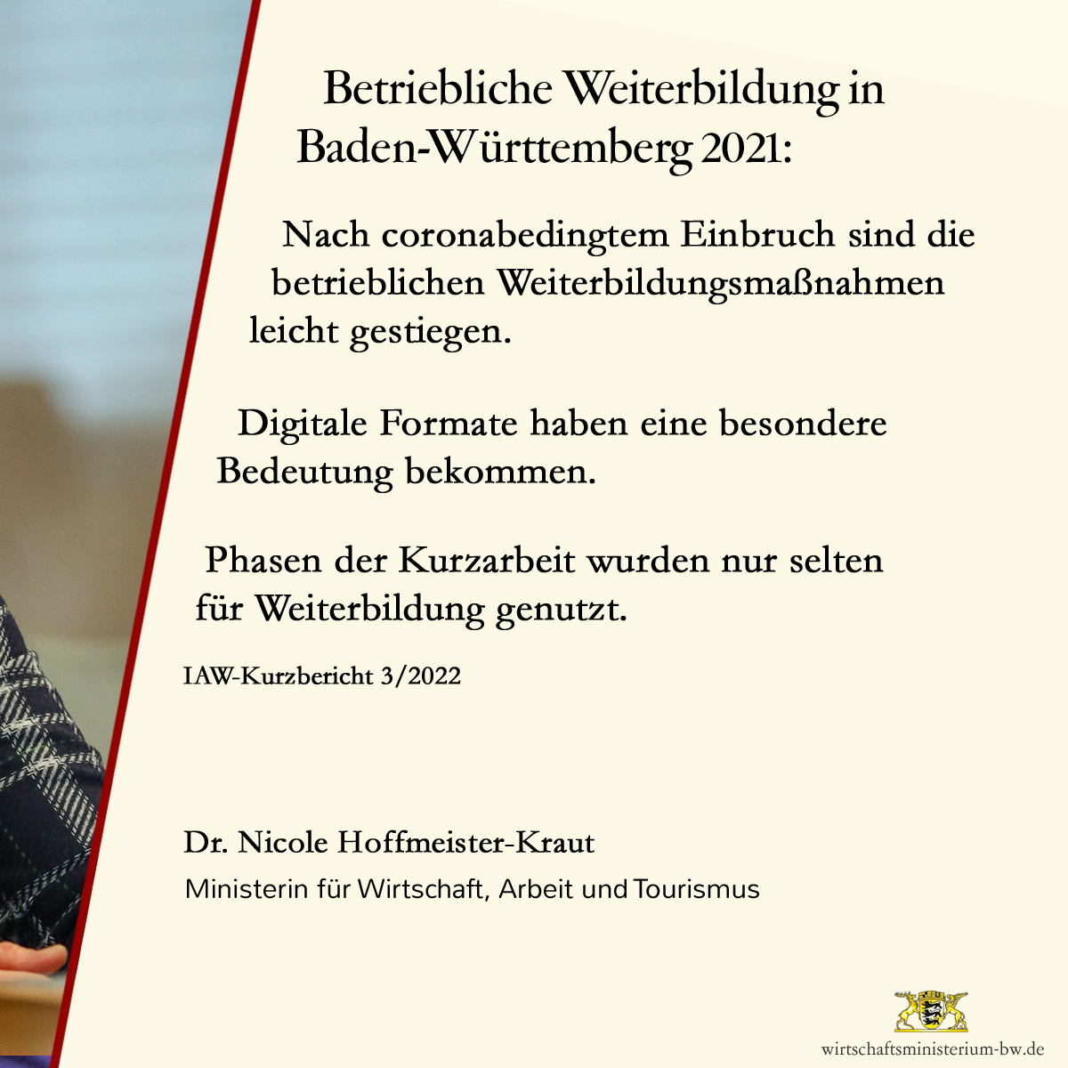 Durch #Weiterbildung stärken wir die Wettbewerbsfähigkeit unserer Wirtschaft, eröffnen berufliche Perspektiven und sichern Arbeitsplätze. #IAW-Analyse: Nach dem Corona-Einbruch gibt es wieder einen leichten Aufwärtstrend bei der betrieblichen #Weiterbildung in Baden-Württemberg.