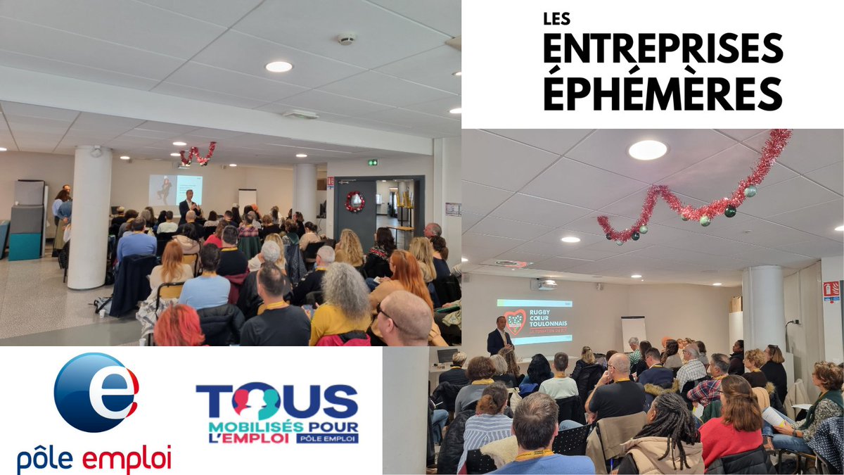 Lancement réussi du partenariat entre @poleemploi_var et l’entreprise éphémère avec cette première session de 60 demandeurs d’emploi. Une action innovante pour s’approprier le monde de l’entreprise. Avec #ToulonFoch