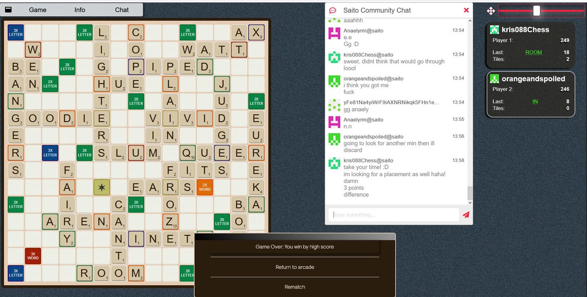 saitokris088's tweet photo. By far the tightest #Wordblocks game I've had with a fellow #Saitozen! 🫡
Come join us this holiday season!
👉https://t.co/HCtBBT4r32
#Web3 #Saito #SaitoNetwork https://t.co/rtIe2ULLZW